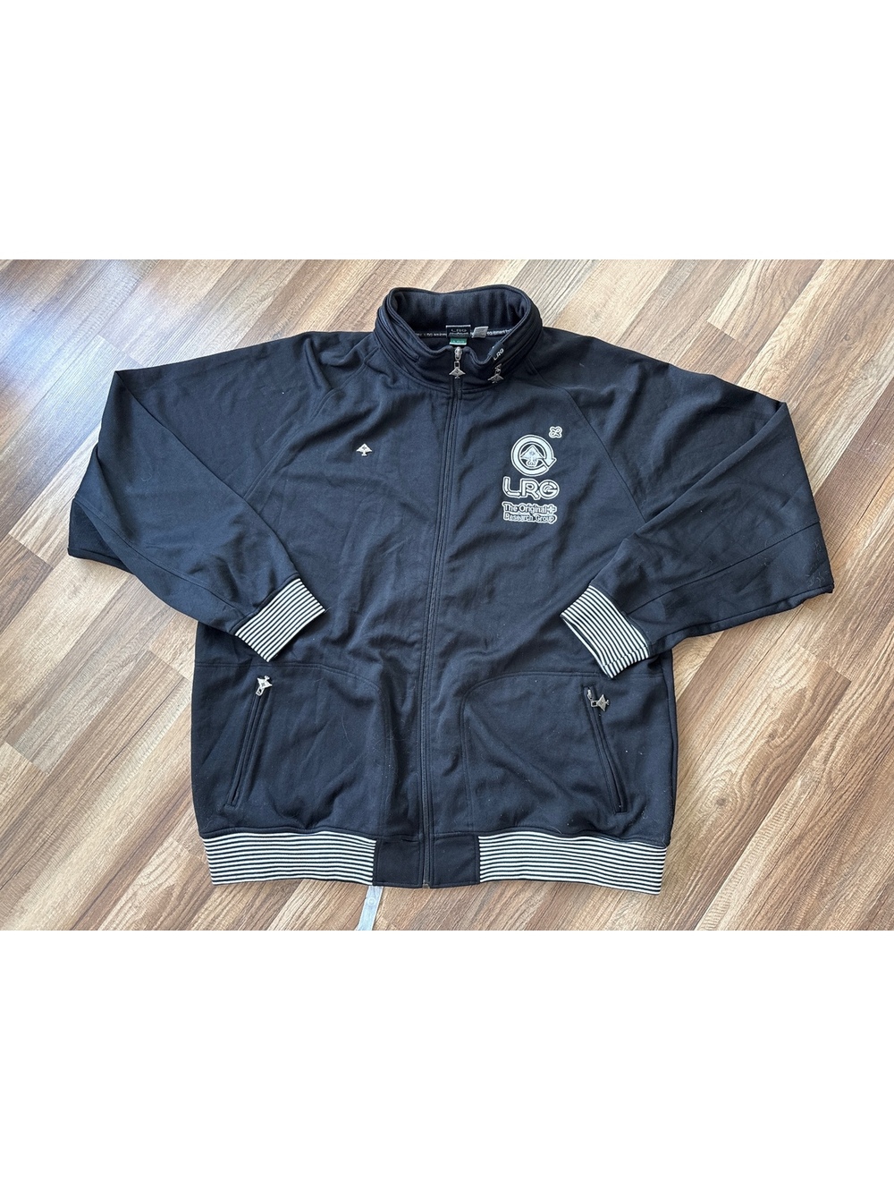 LRG Track Jacket Mens 4XL Black Full Zip Y2K Streetwear Big Tall